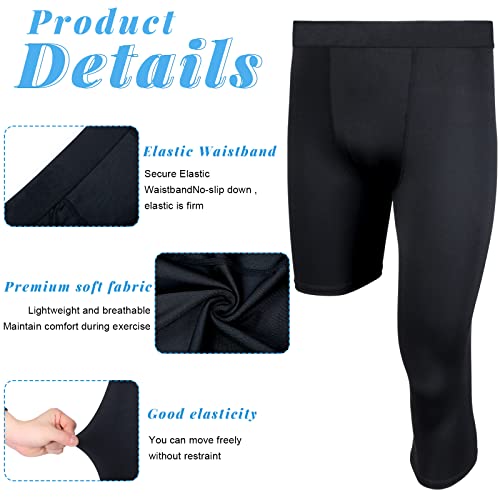 Hercicy 2 Packs Boys' Youth One Leg 3/4 Compression Tights for Basketball Capri Tights Athletic Base Layer Pants3