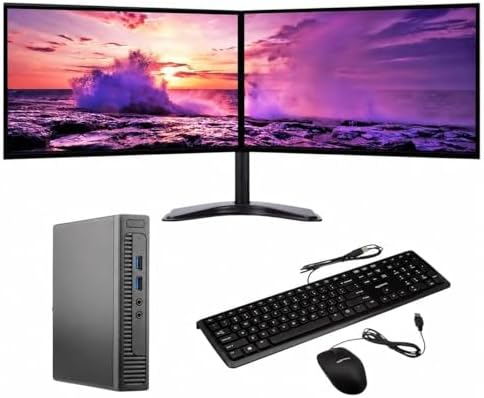 COMPUCLEAR Complete 22"-24” Dual Monitor Desktop PC Bundle - Mini...