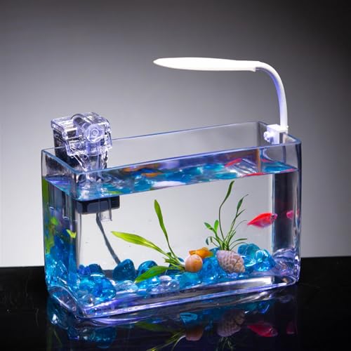 Acuario de cristal rectangular con diseño creativo y formato mini portátil 6