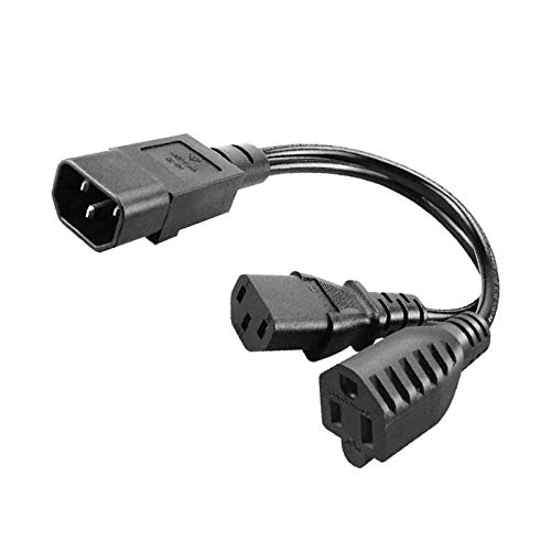 C14 to C13+NEMA 5-15R Y Splitter Power Plug Cord,Single C14 Male to C13+Nema 5-15R Female Splitter Adapter Cable Cord,30cm