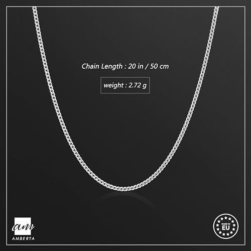 Amberta 925 Sterling Silver 1.5 mm Curb Chain Necklace Various Styles3