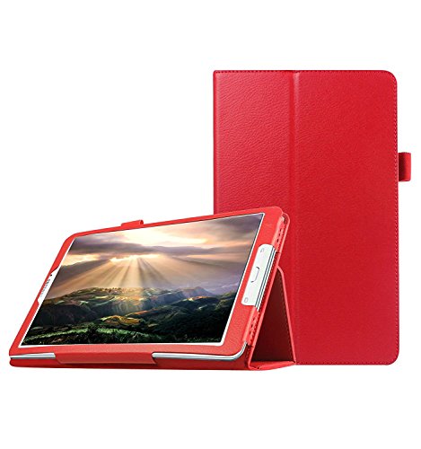 Galaxy Tab E 9.6 Case, OEAGO Samsung Galaxy Tab E 9.6 inch Case Cover Accessories - PU Leather Stand Folio Case Cover For Samsung Galaxy Tab E 9.6 Inch Tablet (2015 Released) - Red