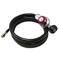 GasOne 12 ft Propane Hose and Regulator High Pressure 0-30PSI with PSI Gauge Propane Hose Universal QCC1 for Propane Gas Grill, Propane Heater and Propane Fire Pit, 3/8" Female Flare Nut