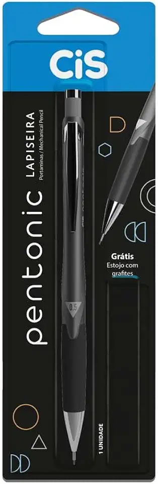 Lapiseira Profissional Pentonic 0.5 - Preta - Blister com 1 unidade + 1 tubo de grafite