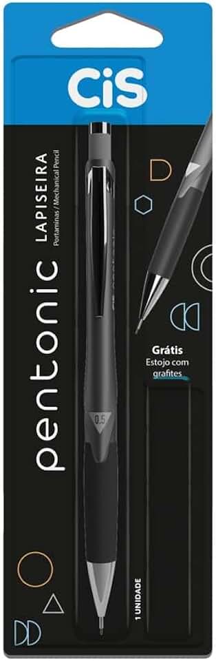 Lapiseira Profissional Pentonic 0.5 - Preta - Blister com 1 unidade + 1 tubo de grafite
