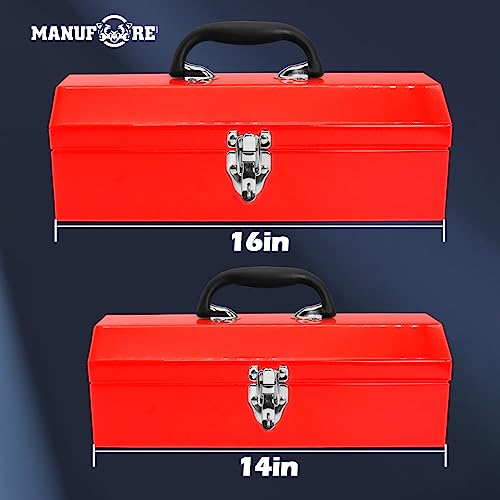 MANUFORE 16" Metal Tool Box Lightweight and Sturdy Storage Box Made of Heavy Steel and Nicely Finished and Painted by MANUFORE - Image 3
