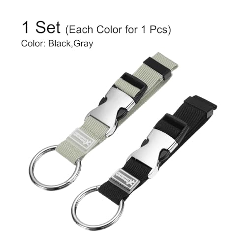 Image of HARFINGTON 2pcs Luggage Straps Jacket Clips Strap Nylon Adjustable Suitcase Belt Baggage Backpack Connector Travel Accessories with Metal Buckle for Extra Bags Travel Attachment, Black Gray