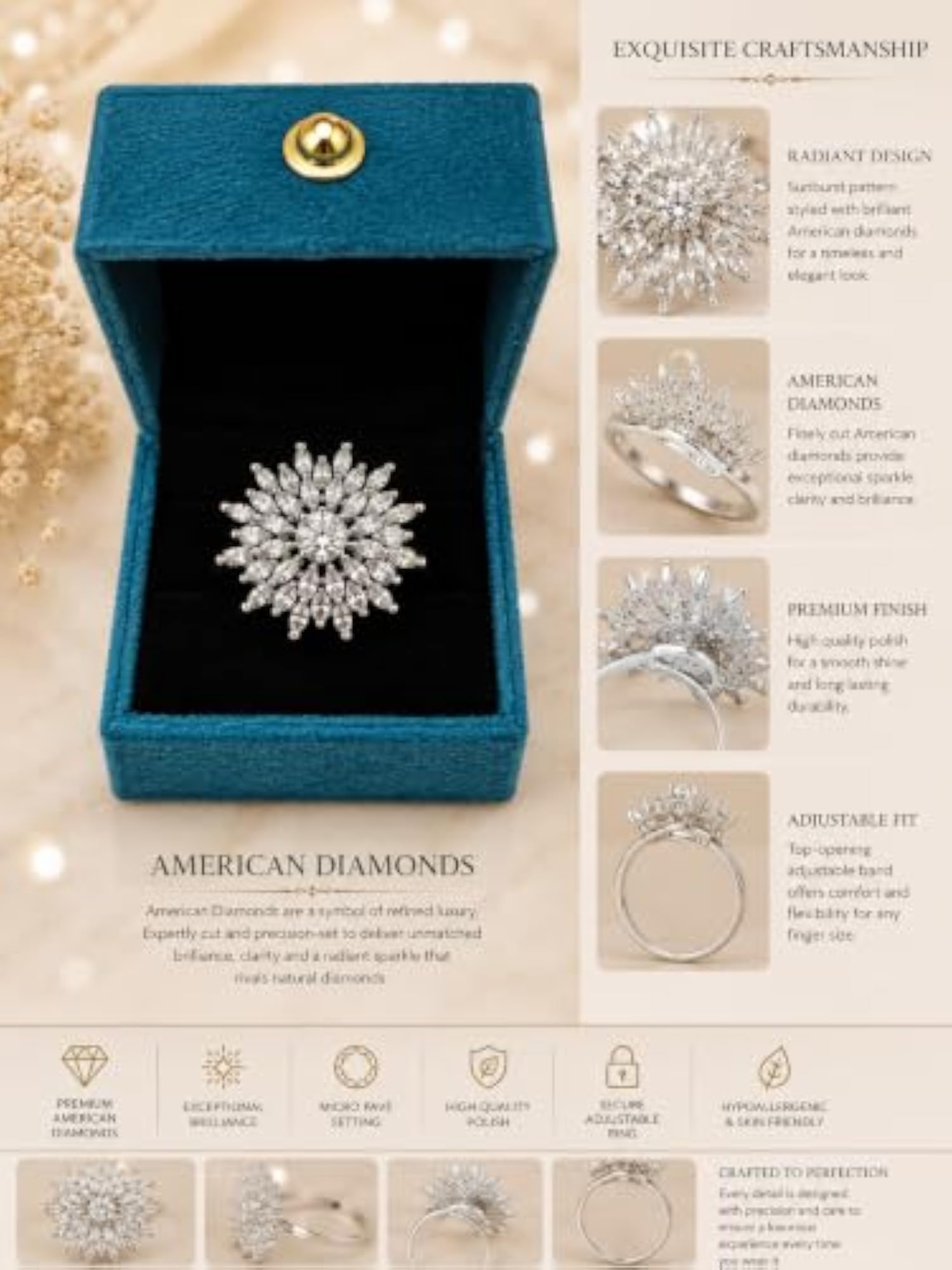 Silver Cut Cubic Solitaire AD Ring
