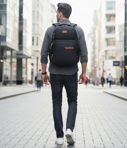 Image of Half Moon Signature 35L Business Backpack Bag for Man | Professional Water Resistant 15.6 Inch Laptop Bags for Men Office use | School Bag for Boys | Travel Laptop Bags for Women Office use