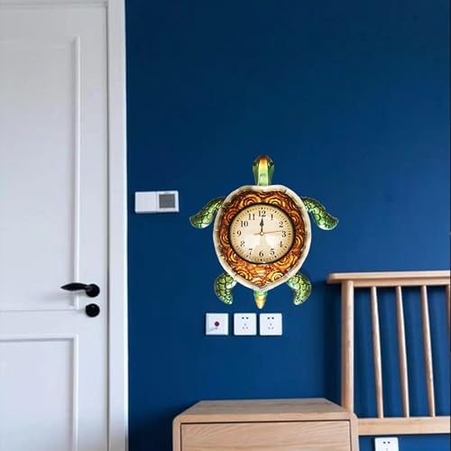 Horloge murale tortue bleu sarcelle décorative TXYS pour la maison - 3