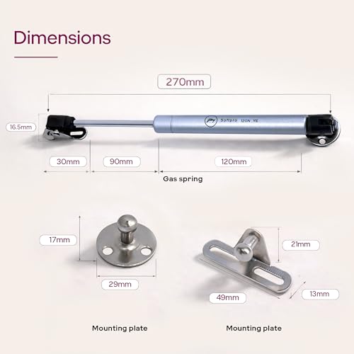 Image of Godrej Kitchen Fittings | Regular Hydraulic Gas Spring | 120N | for Kitchen Cabinets | High-Strength Steel with Chrome Plating | Multi-Angle Install | Hands-Free Door Support | Metal Clips(1 Pair)