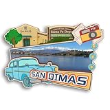 San Dimas Californa USA - Imán 3D para nevera, madera, recuerdo, recuerdo, decoración de pizarra blanca