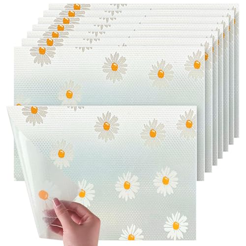 8 Pièces Tapis Frigo en EVA, Tapis de Réfrigérateur Lavable, 30×40cm Tapis de Frigo Réutilisable, Plastique Tapis pour Refrigerateur Placard Etagere, pour...
