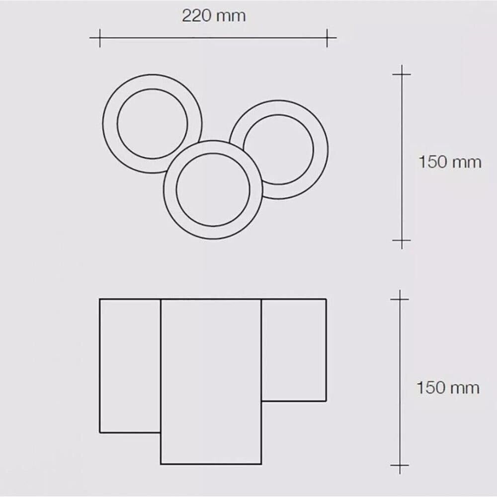 Lampadario da soffitto 3 cilindri in gesso verniciabile supporto faretto gu10