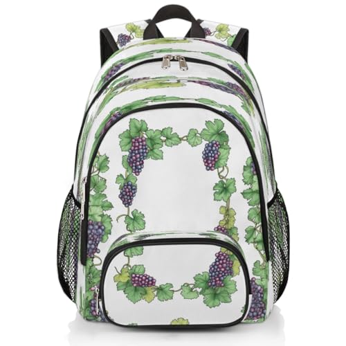 Sac à dos d'école et de randonnée Art Grapes pour enfants et adultes