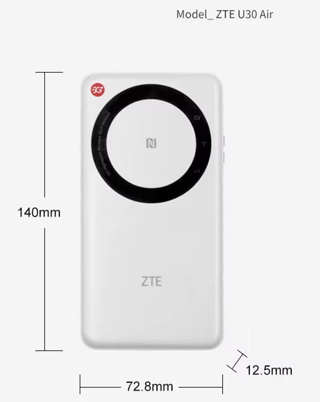 ZTE 5G Pocket WiFi U30 Air 4500mAh Tipo-C 867Mbps 2.4/5GHz Dual Band Portable Hotspot 5G 4G LTE Tarjeta SIM Router Móvil - Blanco