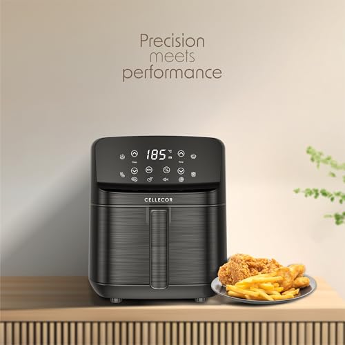 Image of Cellecor Aurifry Digital Air Fryer 4.5L | 1500W | 360 Rapid Air Circulation | Up to 90% Less Oil | 8 Preset Modes | Touch Control & Digital Display | Non-Stick Basket | Auto Shut-Off | 2 Yrs Warranty