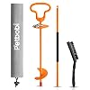Petbobi Dog Tie Out Stake for Large Dogs Up to 220 lbs – Heavy Duty Dog Yard Stake for Outside – Easy to Install & Remove Dog Anchor, Portable Rust-Proof Dog Ground Stake with 360° Swivel, Orange