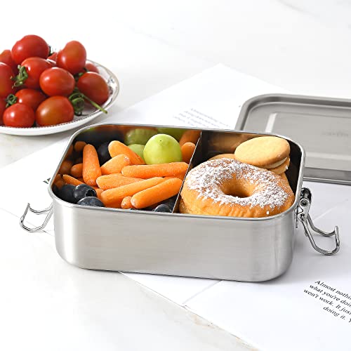 Uptrust Stainless Steel Lunch Food Container, 800Ml/27Oz, Bento Boxes Metal Lunch Box - Lockable Clips To Leak Proof- Adjustable Divider Included -Dishwasher Safe, Bpa Free (800Ml/27Oz) #TOP7