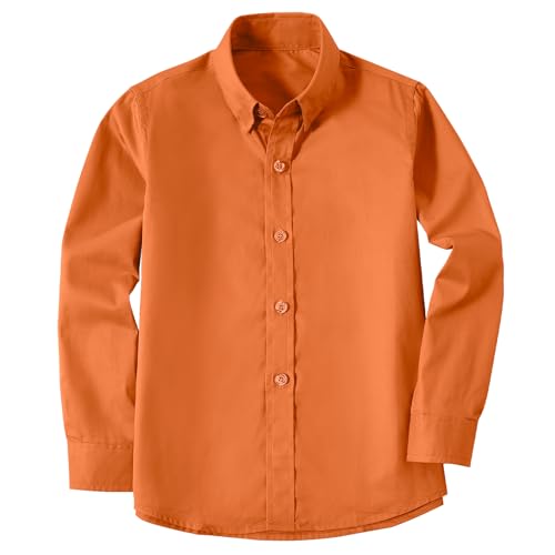 Image of Boys' Button Down Dress Shirts Kids Long Sleeve Solid Collared Uniform Shirt for Toddler Boy (Size 2T-20)
