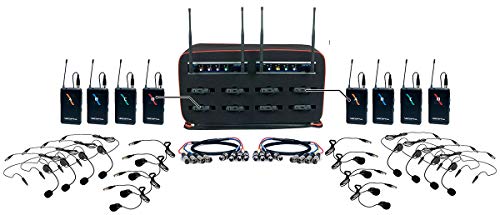 VocoPro MIB-QUAD-8 BODYPACK Sistema de micrófonos inalámbricos UHF de ocho canales en bolsa miniatura 1
