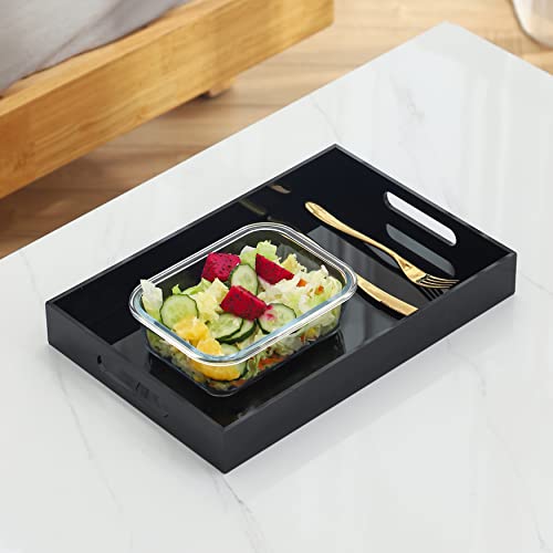 MUKEEN Black Oversize Acrylic Serving Tray with Handles 12x20 Inch -Spill Proof- Decorative Trays Countertop Organizer for Ottoman,Nightstand, Sidetable, Butler (12X20 Inch, Black) by MUKEEN - Used condition - Image 5