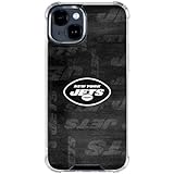 Skinit Clear Phone Case Compatible with iPhone 14 Plus - Officially Licensed NFL New York Jets Black & White Design