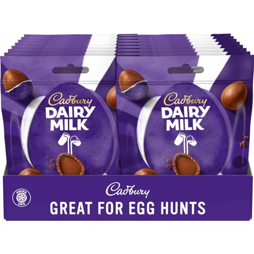 Cadbury Dairy Milk Miniature Chocolate Easter Egg Bag, 77g (Pack of 18 Bags)