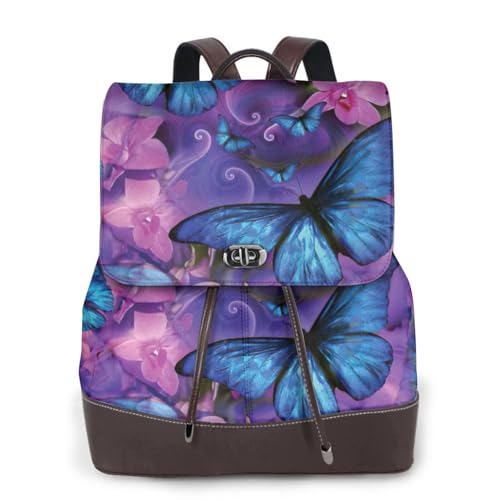 Sac à dos cuir imprimé papillon pour ordinateur portable : protégez vos affaires en voyage