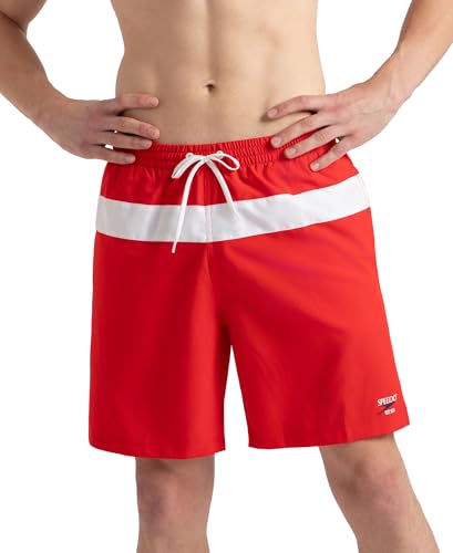 Image of Speedo Men's 4 Way Comfort Stretch Volley Watershorts with Side Pockets | 100% Recycled Polyester | Water Repellent | Chlorine Resistant | UPF 50+ Sun Protection Swimming Trunks