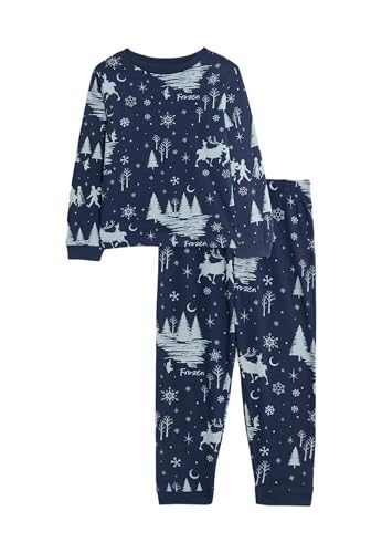 Marks & Spencer Pyjama Pur Coton à Motif La Reine des Neiges de Disney™ (du 2 au 8 Ans) Mélange De Bleu Marine 4-5 Ans