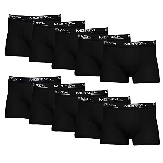 MERISH Boxershorts herr 10-pack/15-pack S-5XL underkläder kalsonger män retro shorts 415, 410b uppsättning med 10 svart, L
