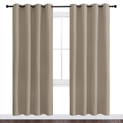 Image of NICETOWN Taupe Blackout Curtains 78 inch Long for Office, 55 inch Wide, 2 Pieces, Dining Room, Guest Room, Sound Reducing Heat and Cold Block Curtain Panels for Modern Room Decorative