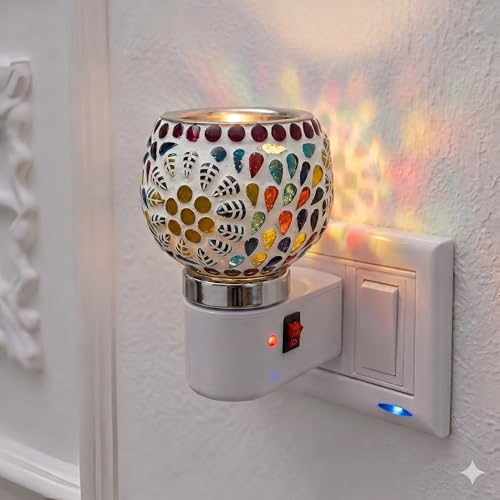 Image of Electric Kapoor Dani with Night Lamp & Camphor Diffuser - Premium Ceramic Dhoop Burner for Pooja, Home & Office. Versatile Electric Aroma Burner for Aromatherapy & Repellent. (FULLPATTI)