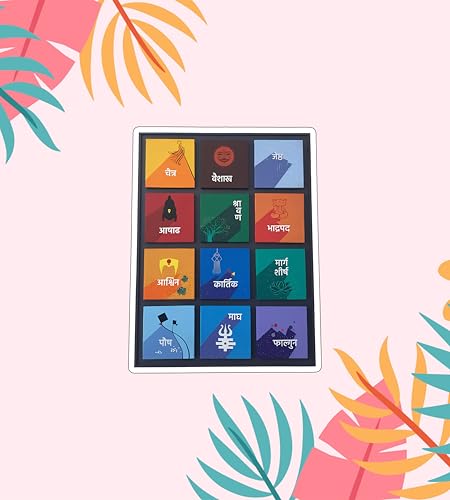 Image of Gift Me Bazar Marathi Months | Traditional Wooden Decorative Items for Kitchen Fridge Magnet | Refrigerator Magnet