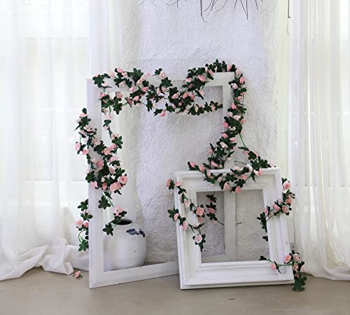 Party Joy 5Pcs 41Ft Flower Garland Fake Rose Vine Artificial Flowers Hanging Rose Ivy Hanging Baskets Wedding Arch Garden Background Decor (Light Pink, 5) #TOP6
