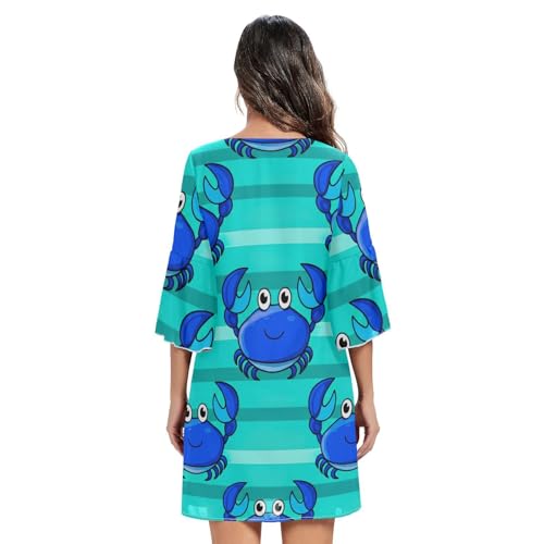Robe de plage col en V bleu crabe masquant les imperfections - 4