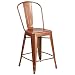 24'' High Copper Metal Indoor-Outdoor Counter Height Stool with Back