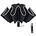 Produktbild Regenschirm Taschenschirm Windproof Sturmfest Automatik Umbrella Wasserabweisend Klein Leicht Kompakt mit 10 Rippen Reise Golfschirm Nachtreflektierende Streifen Regenschirm (Schwarz)