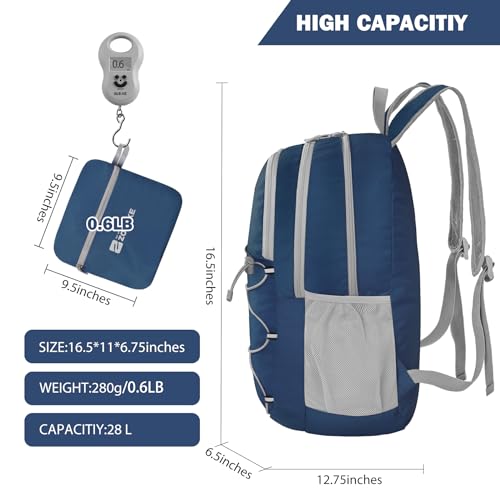 Image of ZOMAKE Ultra Lightweight Hiking Backpack 28L, Packable Small Backpacks Water Resistant Daypack for Women Men(Navy blue)