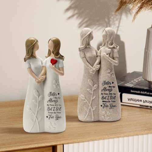 Sister Gift for Women Resin Sister Figurines for Women Bestie Friendship Christmas & Birthday Gift (White) - Image 6