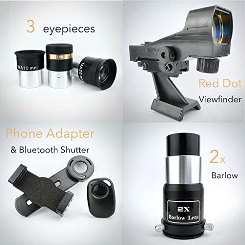 Image of SpectrumOI Telescope for Adults and Kids, 102mm (4 inch) Refractor Telescope, Beginner Telescope for Adults and Kids 8-12, EQ Mount Telescope, Telescopio Profesional with Phone Adapter Wireless Remote