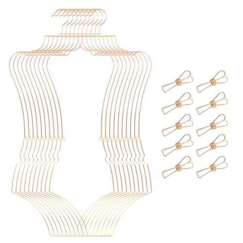 Stylish Body Shape Bikini Hanger Wire Display Set of Ten - Metal Lingerie Hangers for Swimsuits and Bathing Suits Hangers - Showcase and Organize Your Swimwear Collection with Elegance (Gold)