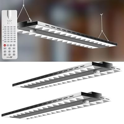 Dimmable 4FT Strong Illumination Led High Bay Light with Grill Reflector, Remote 100-277V ?Driver Equipped? 265W 37100LM 5000K Linear for Warehouse Workshop Garage -2Pack Black