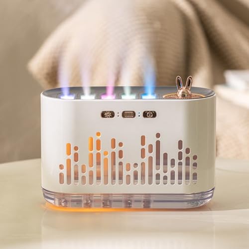 ZYWUOY Dynamic Sound Pickup Humidifier, Colorful Dynamic Music Humidifier Home Large Fog Air Aromatherapy Machine(white)