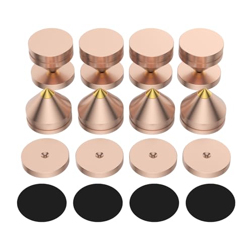 Pack of 8 Lautsprecher Spikes Set, Speaker Stands HiFi Speaker Audio Amplifier DAC CD Isolation Stand Cone Feet Shockproof Base Pad Lautsprecher Füße aus Alulegierung Spikes (Gold)