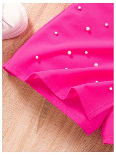 Image of OYOANGLE Girl's 2 Piece Outfit Bow Pearl Cami Crop Top and A Line Cute Skort Set