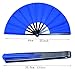 HONSHEN 2 Pack Large Folding Hand Fan, blue Chinese Kung Fu Tai Chi Fan Nylon-Cloth Fan For Men And Women Performance, Dance, Decorations, Festival, Gift (Folding fan blue 2p)
