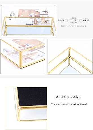 Gold Mirror Tray Perfume Display Jewelry Organizer Makeup Tray Serving Trays Beautiful Art Decor Mirror Tray Bathroom Trays Neatens up Storage For Vanity, Closet, Dresser (Gold, 30*20*5.5cm)