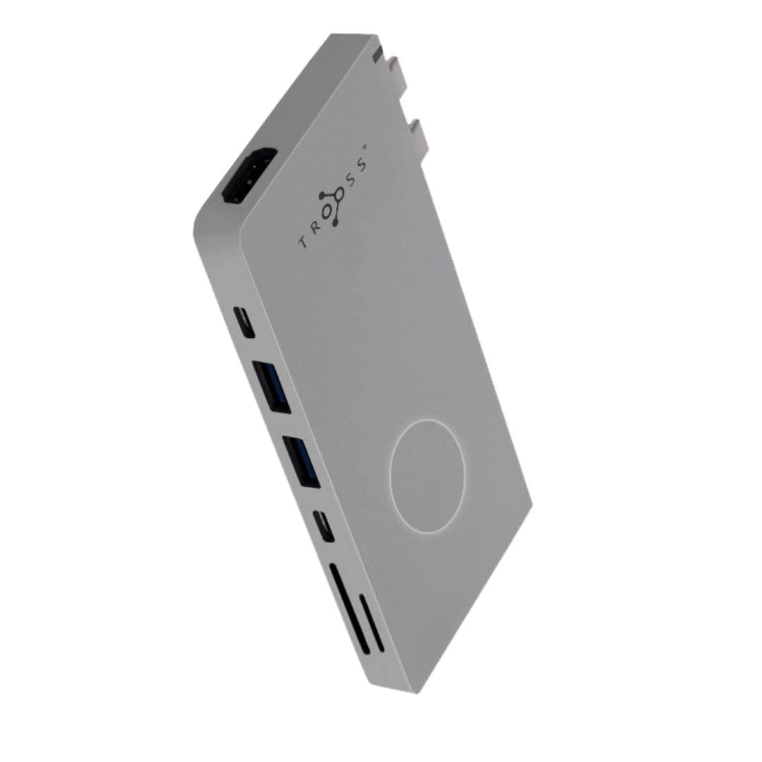 TROOSS USB-C Hub for MacBook with wireless charger (Space Grey 